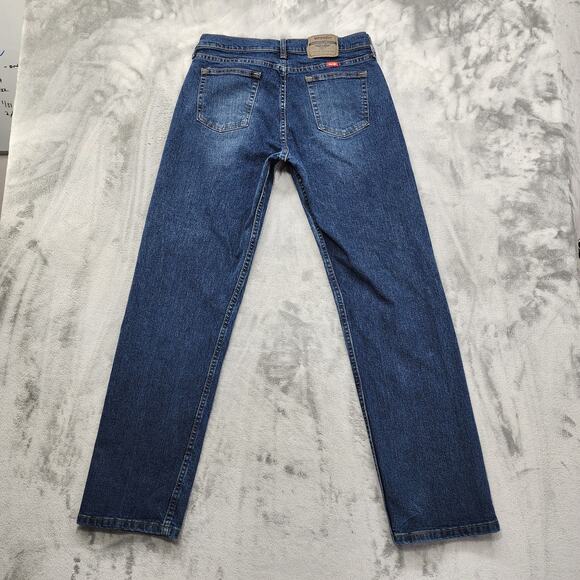 Wrangler Jeans Mens 32X32 Blue Dark Wash Relaxed Fit Straight Leg Stretch Denim - Picture 3 of 12